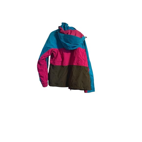 The North Face Women’s XL Colorblock Jacket Blue Pink Black Hooded Insulated - Picture 2 of 4